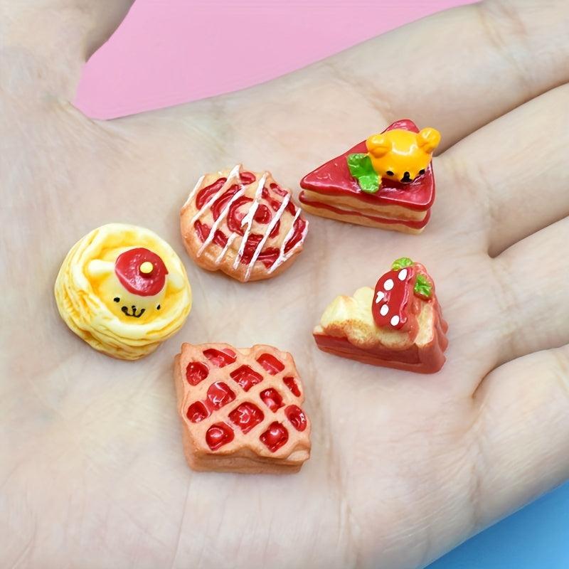 5pcs Red Jam Bread Teddy Cake Dollhouse Food Pretend Play