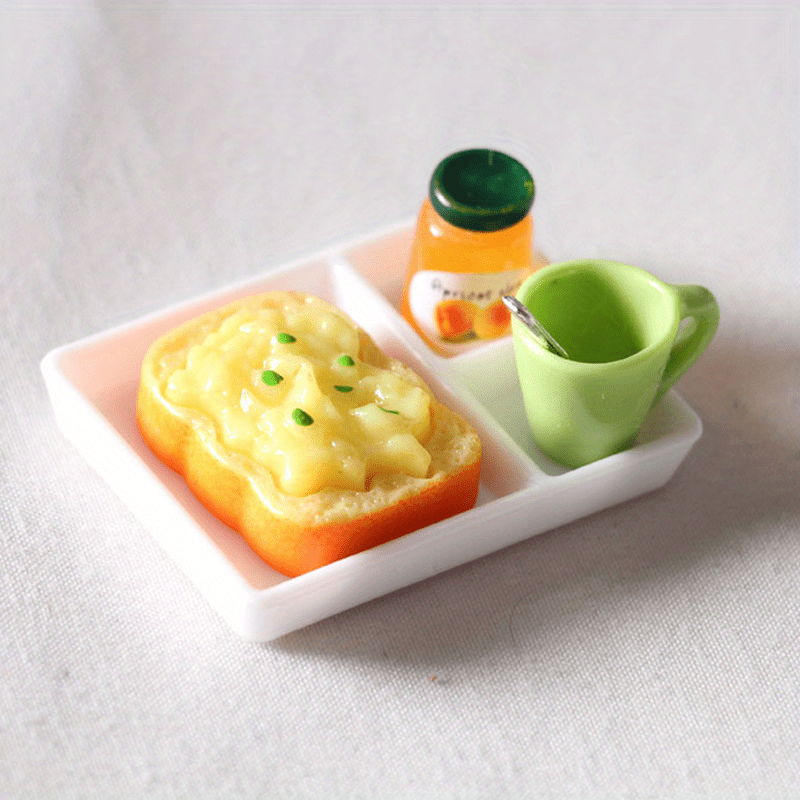 Dollhouse Miniature Toast Bread Jam Dinner Set