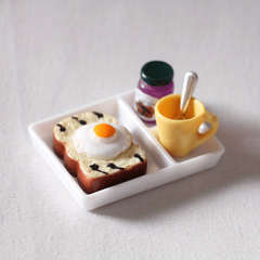 Dollhouse Miniature Toast Bread Jam Dinner Set