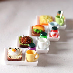Dollhouse Miniature Toast Bread Jam Dinner Set