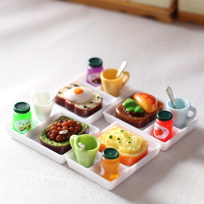 Dollhouse Miniature Toast Bread Jam Dinner Set