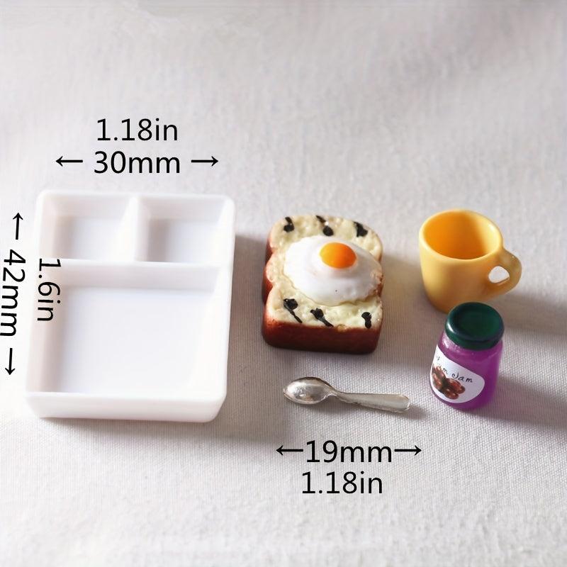 Dollhouse Miniature Toast Bread Jam Dinner Set