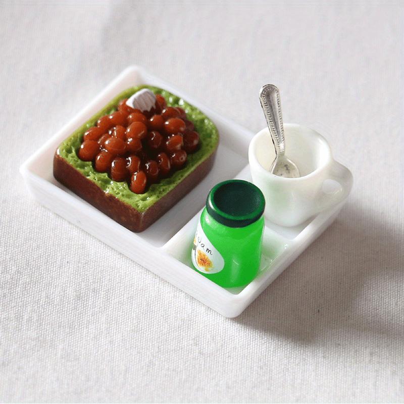 Dollhouse Miniature Toast Bread Jam Dinner Set