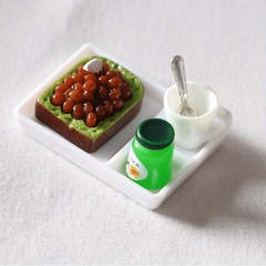 Dollhouse Miniature Toast Bread Jam Dinner Set
