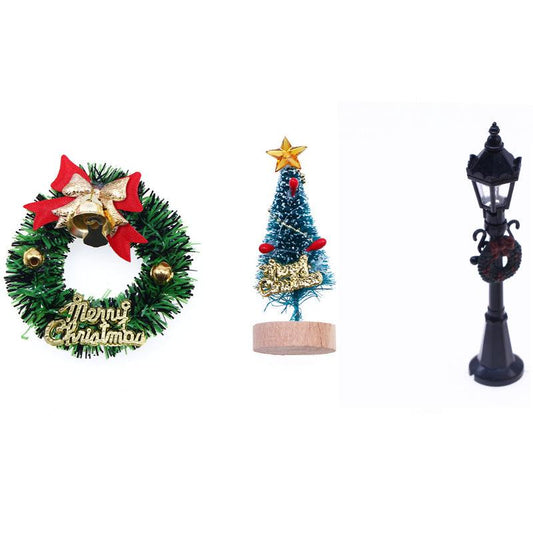 3pcs Dollhouse Mini Accessories Small Street Light Christmas Scene Prop
