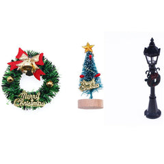 3pcs Dollhouse Mini Accessories Small Street Light Christmas Scene Prop