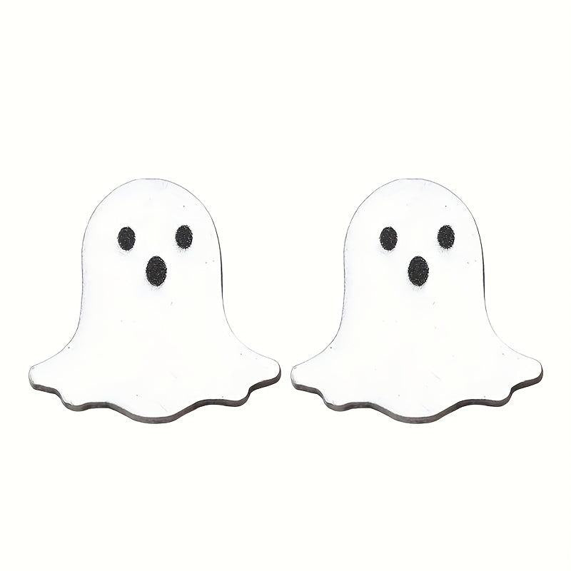 Halloween Pumpkin Ghost Bat Stud Earrings Retro Goth Style