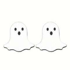 Halloween Pumpkin Ghost Bat Stud Earrings Retro Goth Style