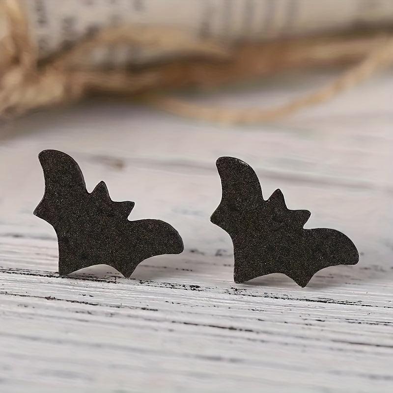 Halloween Pumpkin Ghost Bat Stud Earrings Retro Goth Style