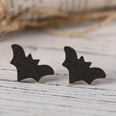 Halloween Pumpkin Ghost Bat Stud Earrings Retro Goth Style