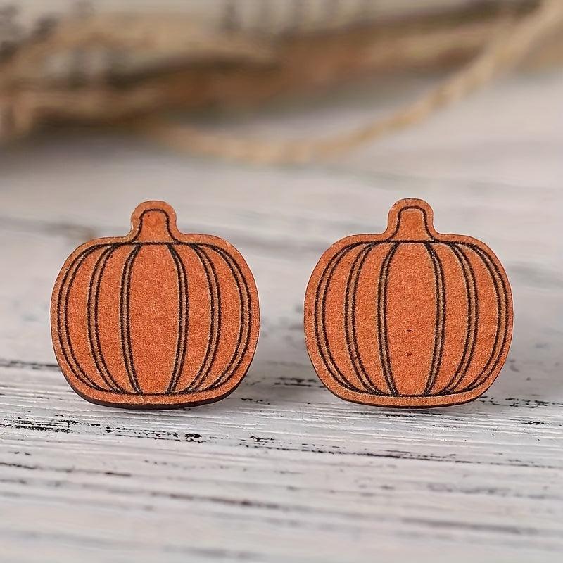 Halloween Pumpkin Ghost Bat Stud Earrings Retro Goth Style