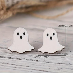 Halloween Pumpkin Ghost Bat Stud Earrings Retro Goth Style