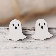 Halloween Pumpkin Ghost Bat Stud Earrings Retro Goth Style