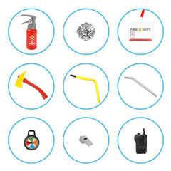 Kids Fire Chief Costume with Toy Accessories Firefighter Role Play Dress Up Set