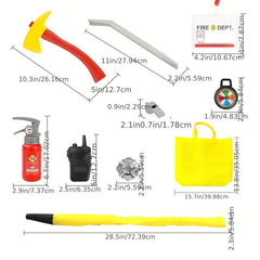 Kids Fire Chief Costume with Toy Accessories Firefighter Role Play Dress Up Set