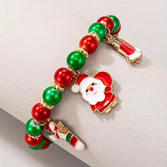 Christmas Adjustable Bracelet with Old Man Cane Pendant