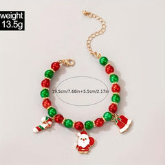 Christmas Adjustable Bracelet with Old Man Cane Pendant
