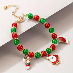 Christmas Adjustable Bracelet with Old Man Cane Pendant