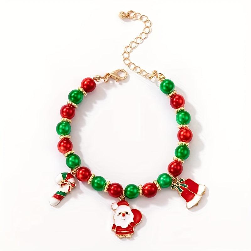 Christmas Adjustable Bracelet with Old Man Cane Pendant