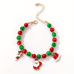 Christmas Adjustable Bracelet with Old Man Cane Pendant