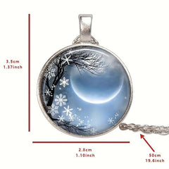 Round Moon Crystal Bead Pendant Necklace Holiday Gift