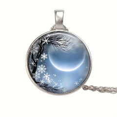 Round Moon Crystal Bead Pendant Necklace Holiday Gift
