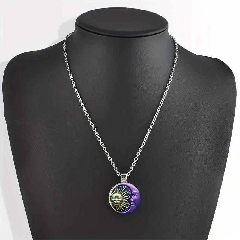 Round Sun Crystal Bead Pendant Necklace for Men and Women