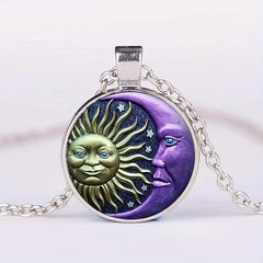 Round Sun Crystal Bead Pendant Necklace for Men and Women