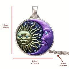 Round Sun Crystal Bead Pendant Necklace for Men and Women