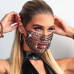 Rhinestones Mesh Mask Masquerade Crystal Halloween Masks Women Girls