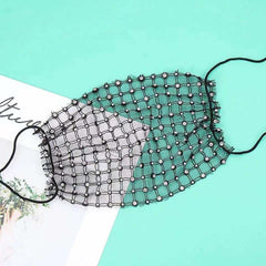 Rhinestones Mesh Mask Masquerade Crystal Halloween Masks Women Girls