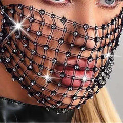 Rhinestones Mesh Mask Masquerade Crystal Halloween Masks Women Girls