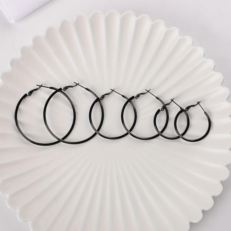 3 Pairs Stainless Steel Hoop Earrings Set Hypoallergenic for Women Girls