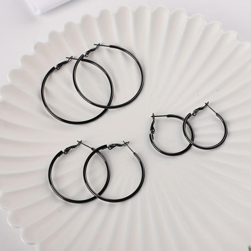 3 Pairs Stainless Steel Hoop Earrings Set Hypoallergenic for Women Girls