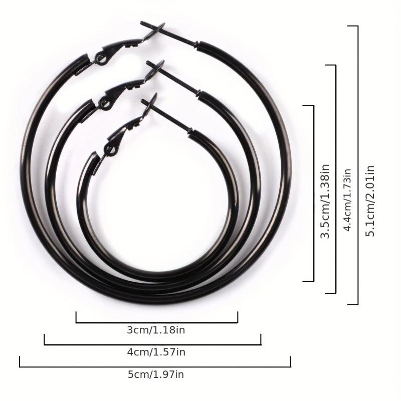 3 Pairs Stainless Steel Hoop Earrings Set Hypoallergenic for Women Girls