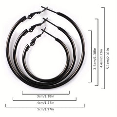3 Pairs Stainless Steel Hoop Earrings Set Hypoallergenic for Women Girls