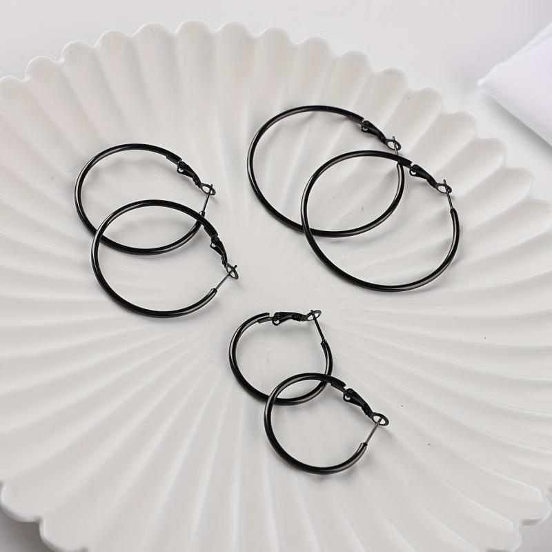 3 Pairs Stainless Steel Hoop Earrings Set Hypoallergenic for Women Girls