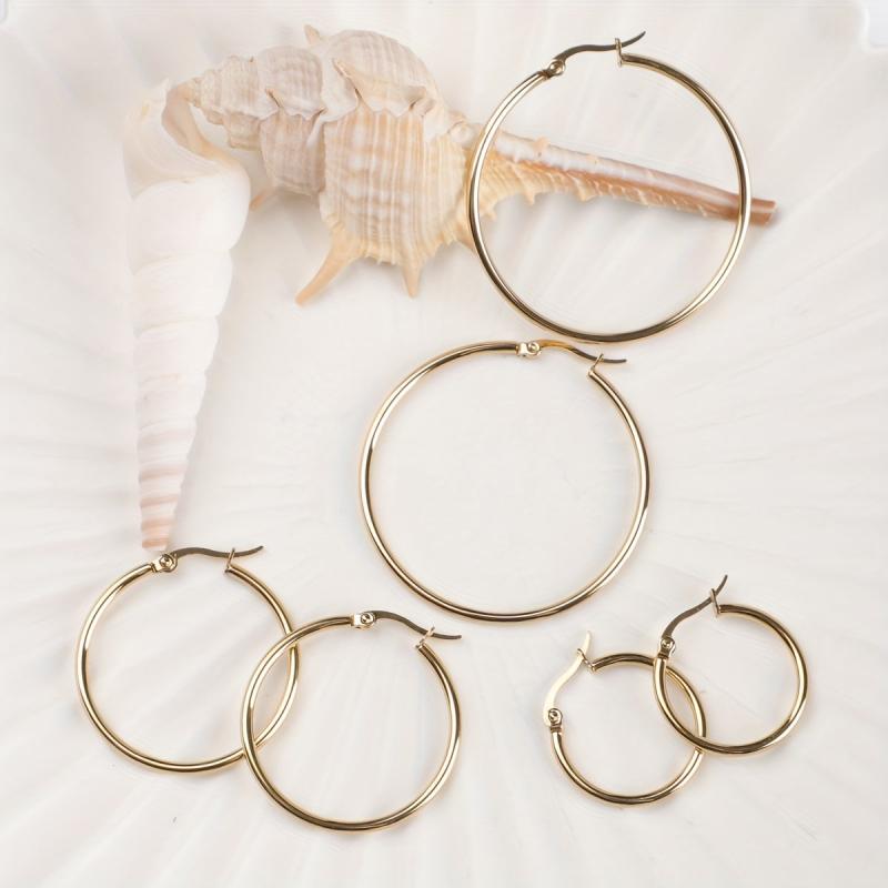 3 Pairs Hypoallergenic Hoop Earrings Set For Women Girls