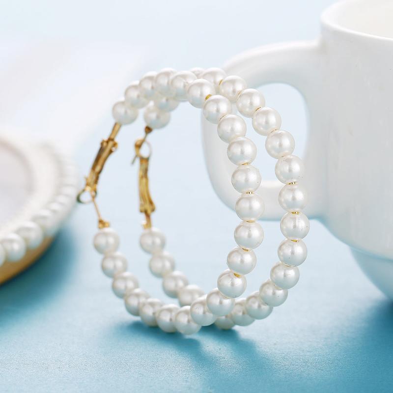 Faux Pearl Earring Hoop Earrings Women Jewelry