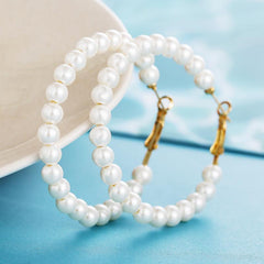 Faux Pearl Earring Hoop Earrings Women Jewelry