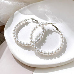 Faux Pearl Earring Hoop Earrings Women Jewelry
