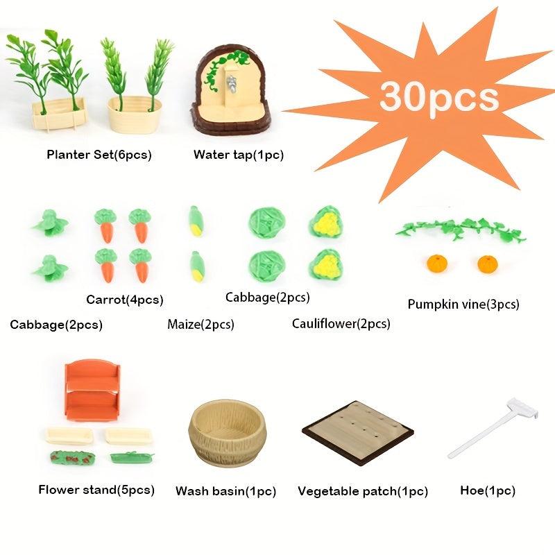 30pcs Mini Farm Vegetable Toys Educational Ornaments Simulation Play Set