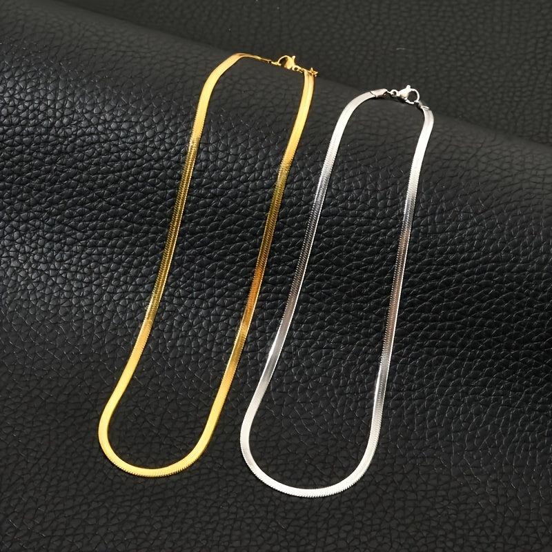 Silver Herringbone Chain Necklace for Women