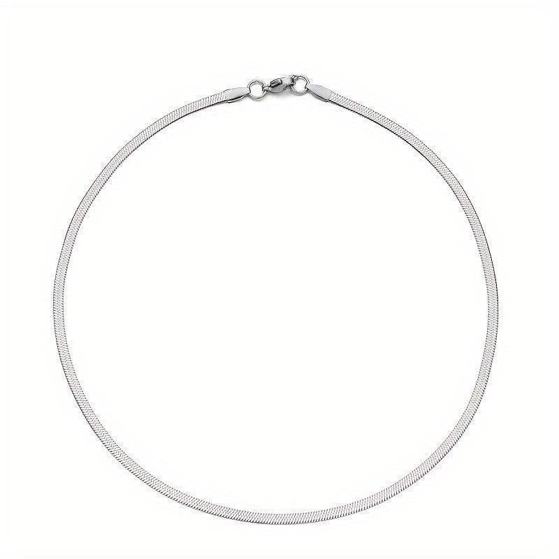 Silver Herringbone Chain Necklace for Women
