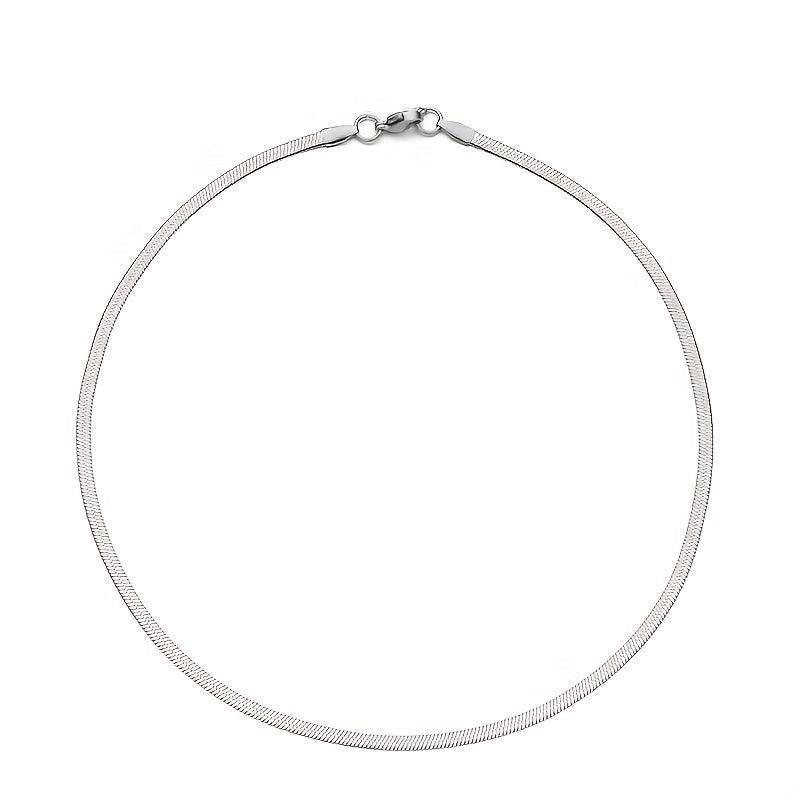 Silver Herringbone Chain Necklace for Women