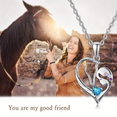 Horse Necklace Heart Necklace for Girls Birthday
