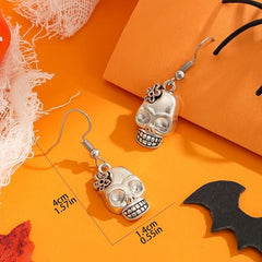 Gothic Punk Style Halloween Silvery Skull Drop Earrings