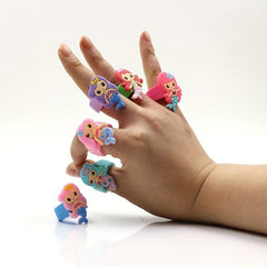 6pcs Kids Mermaid Ring Toy Soft Rubber Silicone Finger Random Style