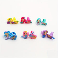 6pcs Kids Mermaid Ring Toy Soft Rubber Silicone Finger Random Style