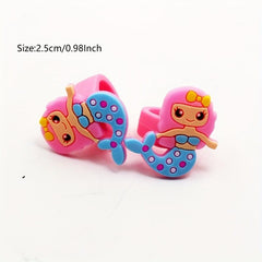 6pcs Kids Mermaid Ring Toy Soft Rubber Silicone Finger Random Style